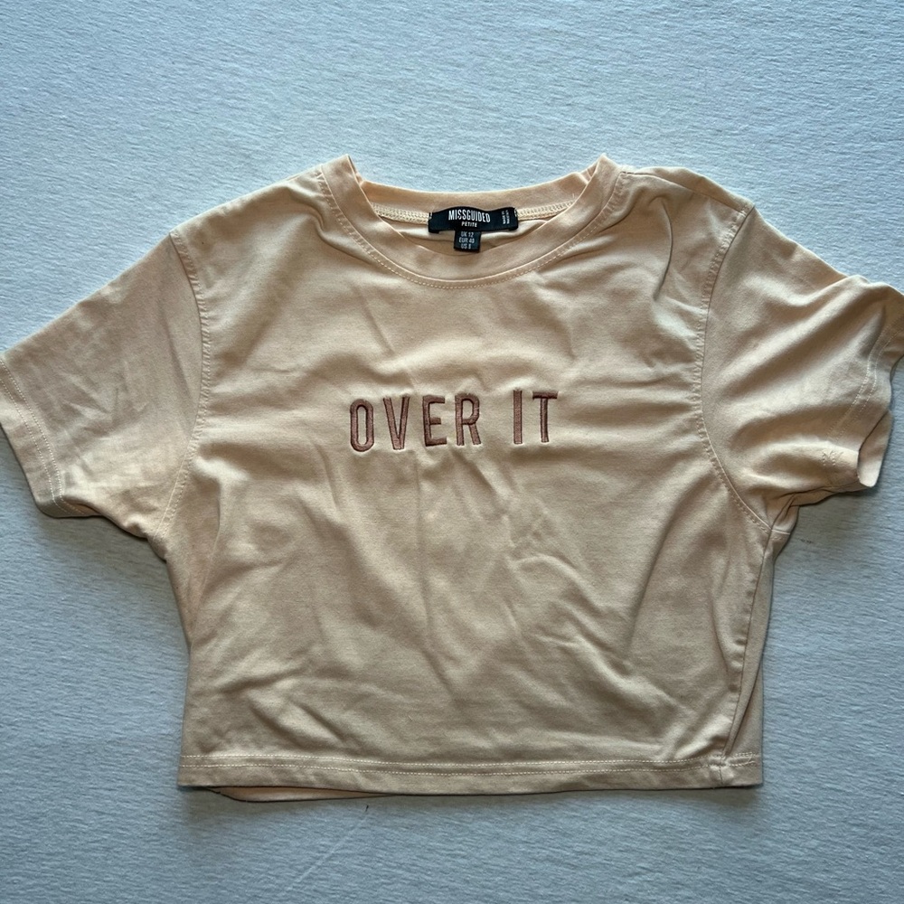 Missguided Beige 'Over It' Crop Top